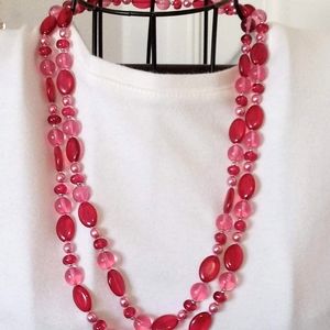 Joan Rivers Red Beaded Necklace/Earrings set